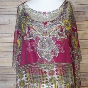 STYLE & CO. Mosaic Double Layer Dolman Sleeve Top